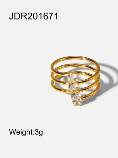Stainless steel Cubic Zirconia Geometric Dainty Stackable Ring