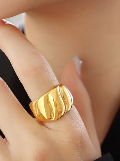 A456 Gold Ring Titanium Steel Geometric Trend Band Ring
