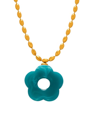 Brass Resin Flower Minimalist  Earring and Necklace Set
