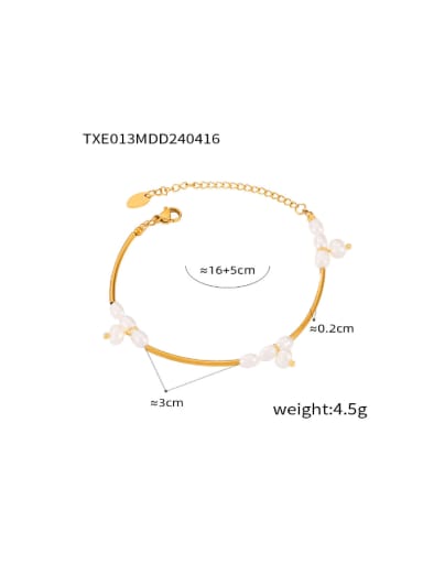 TXE013 Gold Bracelet Brass Imitation Pearl Minimalist Irregular Bracelet and Necklace Set