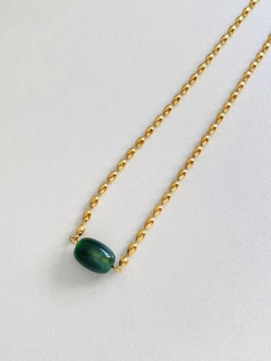 Golden Necklace DDK819 Stainless stee Vintage Geometric l Natural Stone Bracelet and Necklace Set