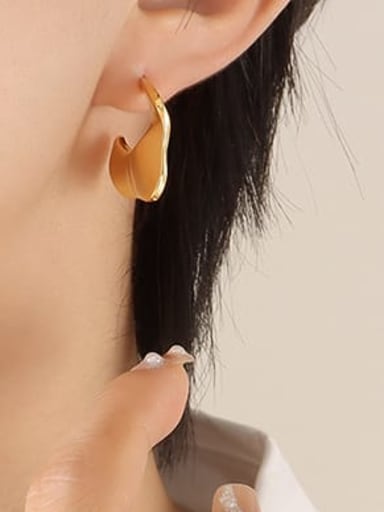 F633 Gold Earrings Titanium Steel Geometric Vintage Stud Earring