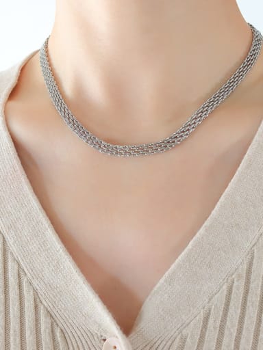 P1410 steel necklace 40+ 5cm Titanium Steel Geometric Vintage Necklace