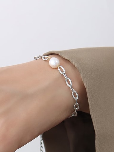 Steel   Bracelet TTitanium Steel Imitation Pear rend Geometric l Bracelet and Necklace Set