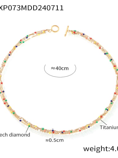 TXP073 Gold Necklace Bohemia Geometric Titanium Steel Enamel Bracelet and Necklace Set