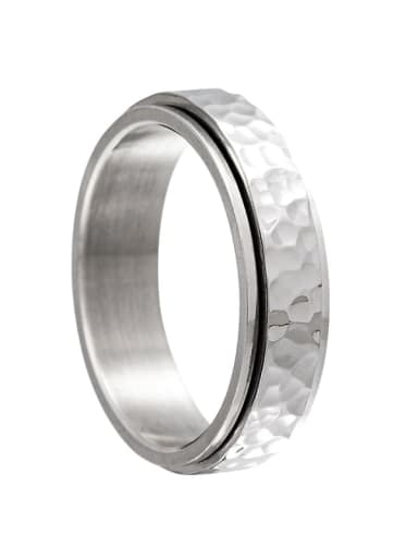 Steel Titanium Steel Geometric Hip Hop Irregular Beating Pattern Rotation Men's Ring