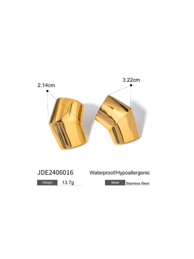 JDE2406016 gold Titanium Steel Geometric Hip Hop Stud Earring