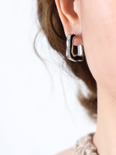 F825 Steel Color Earrings Titanium Steel Enamel Geometric Trend Stud Earring
