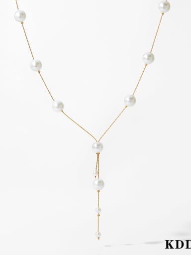 Stainless steel Imitation Pearl Geometric Dainty Lariat Necklace