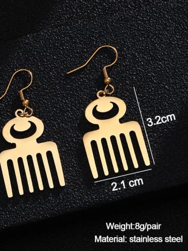 No.2 Gold Stainless steel Geometric Ethnic African Pendant Hook Earring