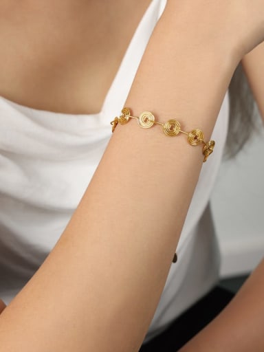 E166 Gold Bracelet 15 +5cm Trend Geometric Titanium Steel Bracelet and Necklace Set