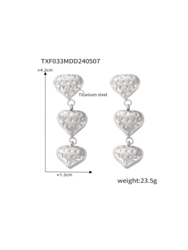 Titanium Steel Imitation Pearl Hip Hop Heart  Earring and Necklace Set
