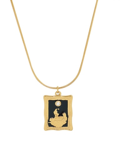P078 gold necklace 40 5cm Titanium Steel Enamel Geometric Vintage Necklace
