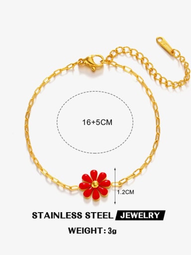 Exquisite flower bracelet in red Stainless steel Enamel Flower Dainty Link Bracelet