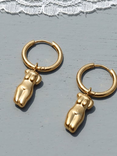 f422 gold body Titanium 316L Stainless Steel Irregular Vintage Huggie Earring with e-coated waterproof