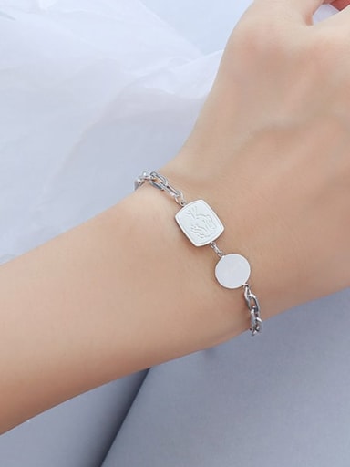 E097 steel bracelet 15+ 5cm Titanium Steel Geometric Minimalist Link Bracelet