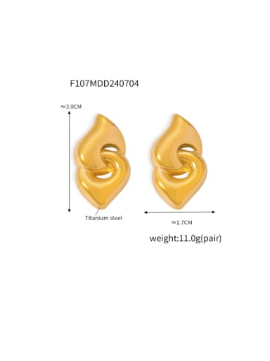 F107 Golden Earrings Titanium Steel Irregular Hip Hop Stud Earring