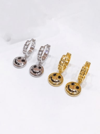 Brass Smiley Vintage Huggie Earring