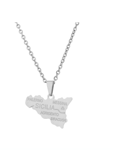 Stainless steel Irregular Hip Hop  Map Necklace of Sicily Necklace