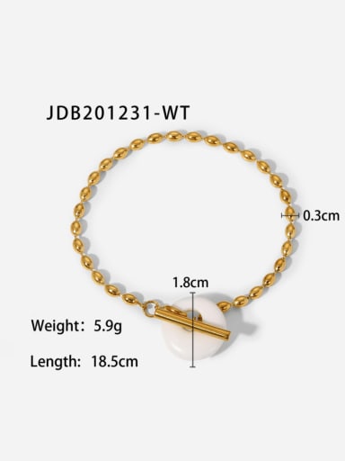 JDB201231 WT Stainless steel Natural Stone Geometric Trend Beaded Bracelet