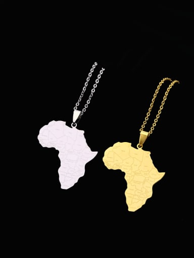 Titanium Steel Medallion Ethnic  Africa Nigeria Ghana Somalia Necklace