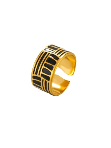 Golden Ring Stainless steel Enamel Geometric Trend Band Ring