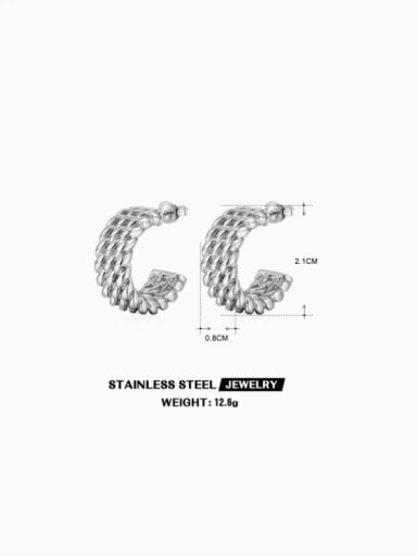Stainless steel Twist C Shape Hip Hop Stud Earring