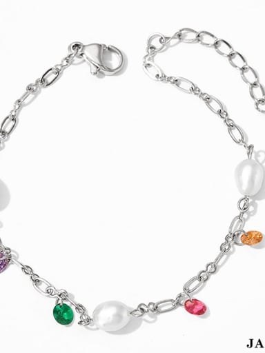 JAP392 Geometric Trend Stainless steel Freshwater Pearl Anklet