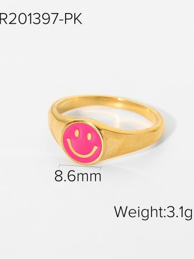 Stainless steel Enamel Smiley Trend Band Ring