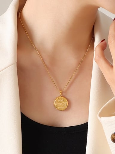 P489 gold necklace 40+ 5cm Titanium Steel Round Minimalist Necklace