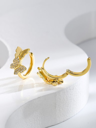 H01367 Gold Brass Cubic Zirconia Bowknot Dainty Stud Earring