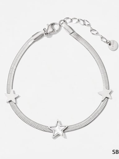 SBP031 Bracelet White Stainless steel Trend Pentagram  Cubic Zirconia Bracelet and Necklace Set