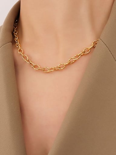 P328 gold thick chain necklace Titanium Steel Vintage Irregular Bracelet and Necklace Set