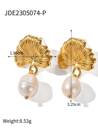 Dainty Leaf Stainless steel Freshwater Pearl Earring and Necklace Set