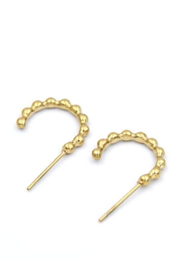 Geometric metal Korean versatile Round Bead Earrings