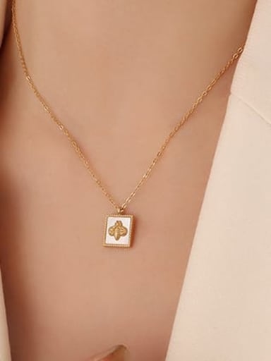 P260 gold necklace 40 +5cm Titanium Steel Shell Minimalist Square  Earring and Necklace Set
