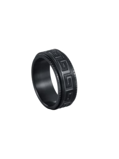 Stainless steel Geometric Hip Hop Band  Rotation Men's Ring