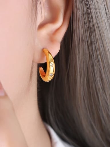 F068 Gold Earrings Brass Imitation Pearl Geometric Hip Hop Drop Earring