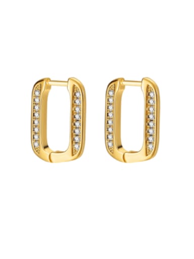 H01191 gold Brass Cubic Zirconia Geometric Vintage Huggie Earring