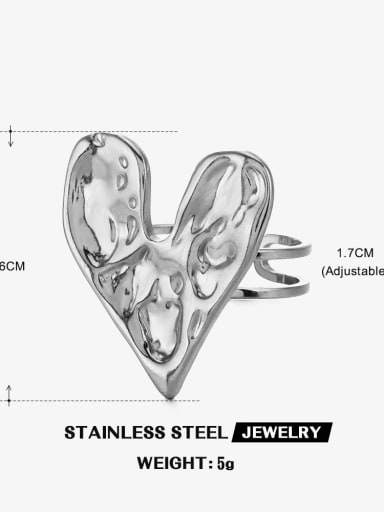Steel colored heart-shaped ring Stainless steel Heart Trend Band Ring