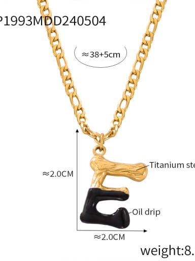 P1993 Gold Black Necklace E Titanium Steel Letter Hip Hop Necklace