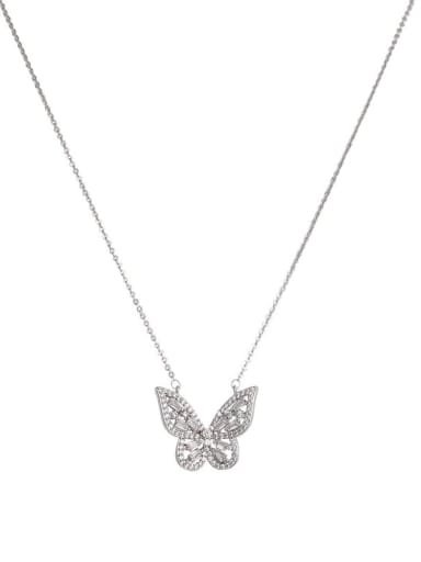 YXL9137 platinum Titanium Steel Cubic Zirconia Butterfly Minimalist Necklace
