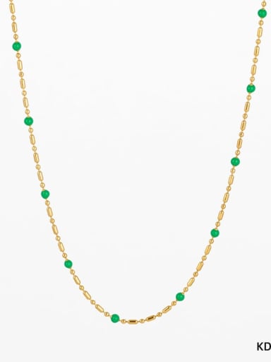 KDD138 necklace gold+emerald green Stainless steel Irregular Minimalist Beaded Necklace
