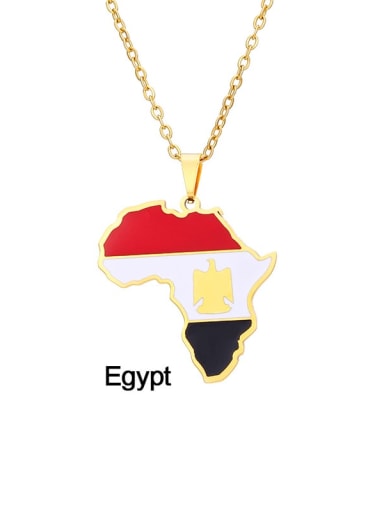 egypt Stainless steel Enamel Medallion EthnicSteel Drop Oil Africa Map Pendant Necklace