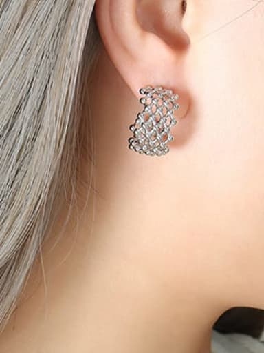 F216 steel color earrings Titanium Steel Geometric Hip Hop Hollow U Shape Stud Earring