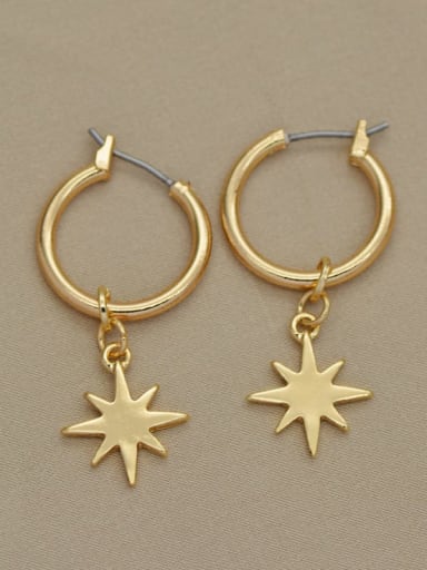 European and American alloy KC gold coin awn star Diamond Earrings