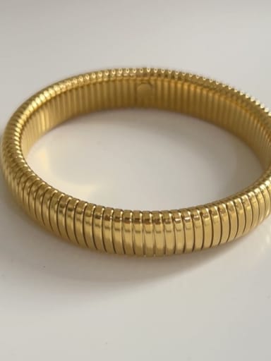 Gold 12mm wide Stainless steel Geometric Trend Band Bangle