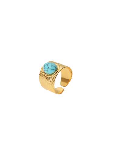 Stainless steel Turquoise Geometric Vintage Ring