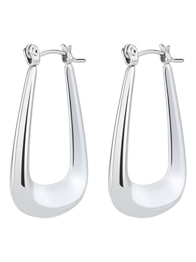 Steel color pair Stainless steel Geometric Trend Hoop Earring