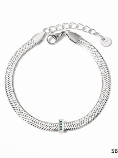 SBP890 Steel+ Green Stainless steel Snake Bone Chain Minimalist Link Bracelet
